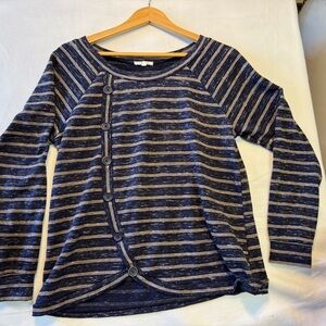 Maurices Navy and Cream Striped Top